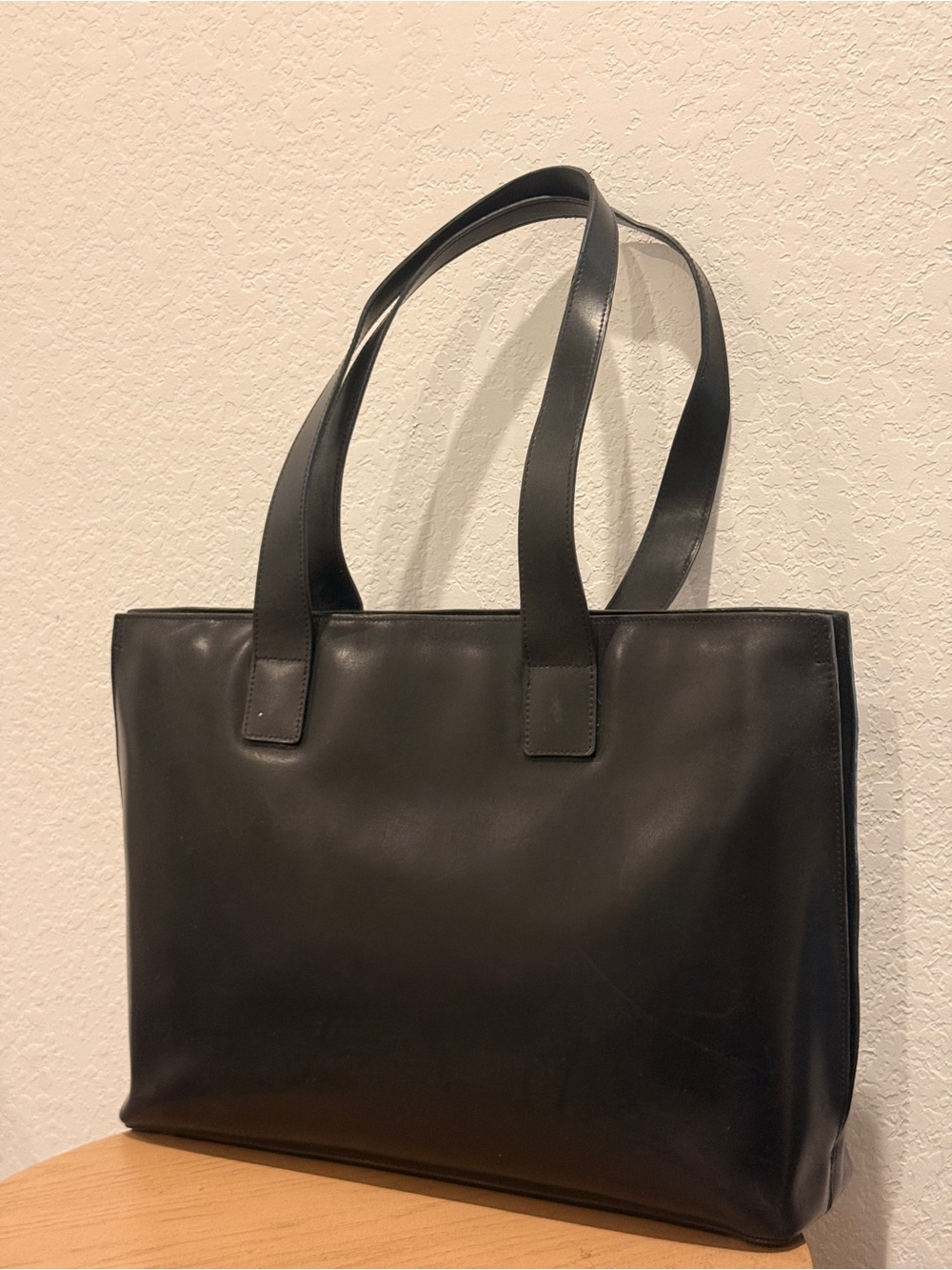 Franklin Covey Black Leather Tote Bag